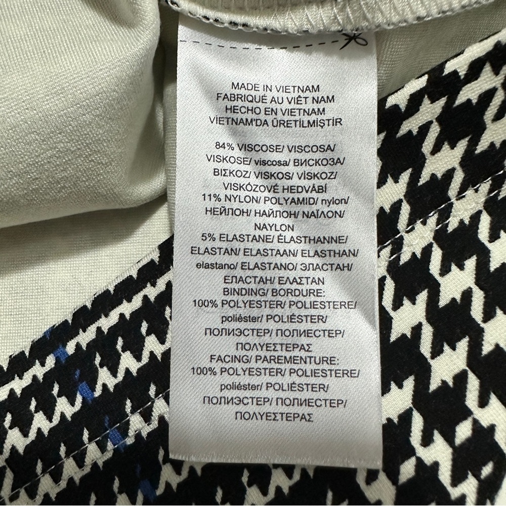 Lauren Ralph Lauren Top Tee Women's Medium Black White Blue Houndstooth Stretch - Picture 9 of 11